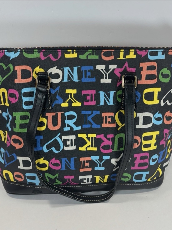Dooney & Bourke Black Rainbow Logo Doodle Graffiti Large Tote Bag Logo Colorful - Picture 5 of 10